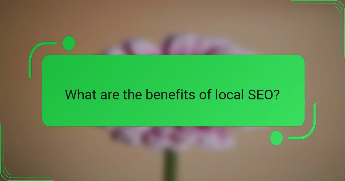 What are the benefits of local SEO?