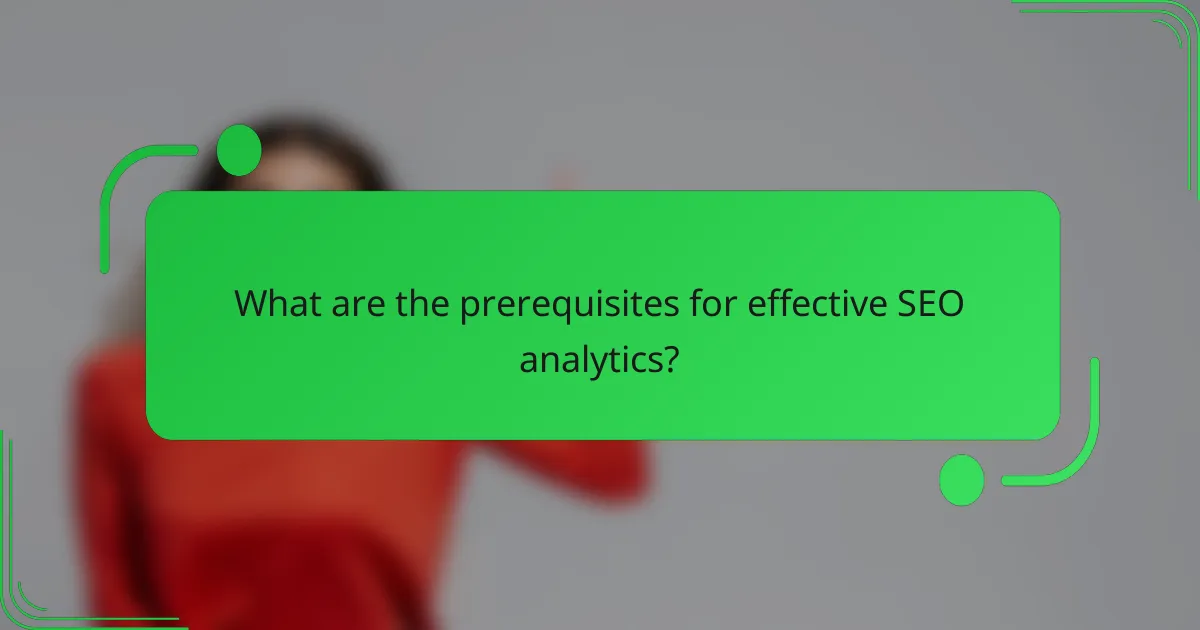 What are the prerequisites for effective SEO analytics?